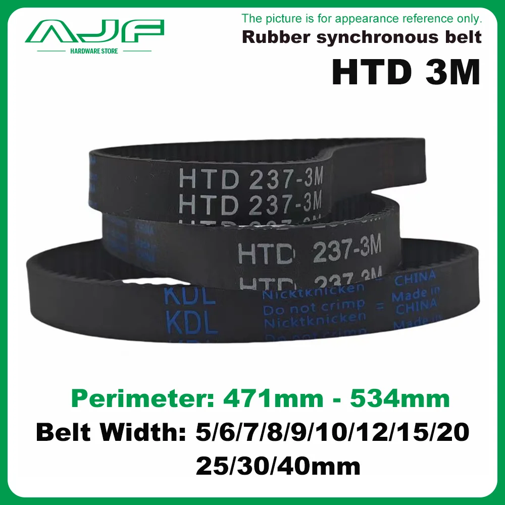 HTD 3M Timing belt Length 471mm-534mm width 5/6/8/9/10/12/15/20/25/30/40mm Rubbe Closed Loop Synchronous pitch 3mm