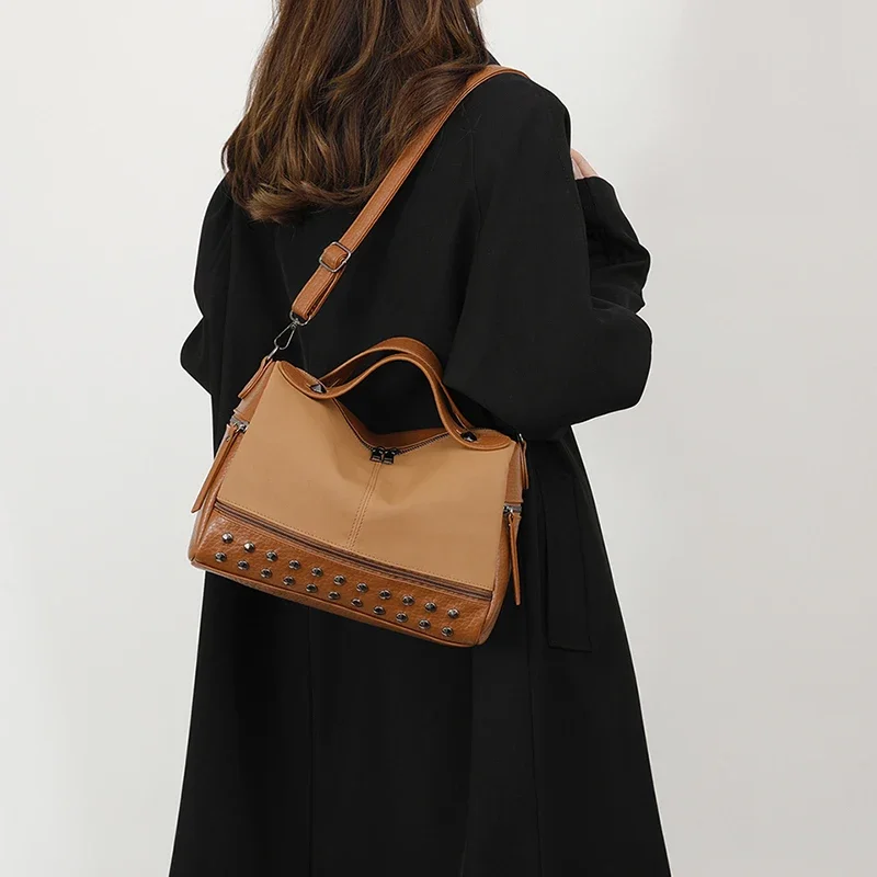 

Women's Elegant Leather Handbag Classic Designer Shoulder Bag Luxury Crossbody Tote For Modern Daily Fashion