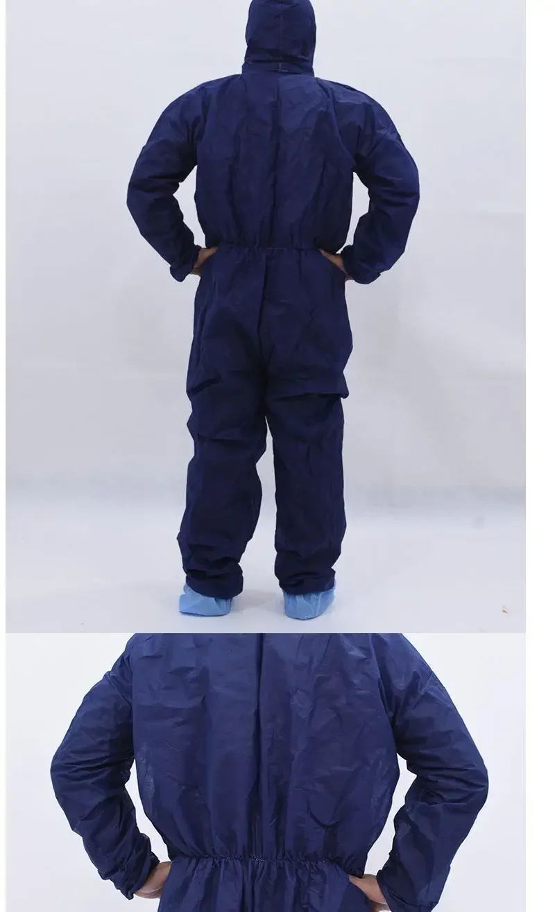 Disposable Non-woven Fabric Protective Breathable Dustproof AntiFouling Safety Clothing Sparying Painting Overall Suit Dark Blue