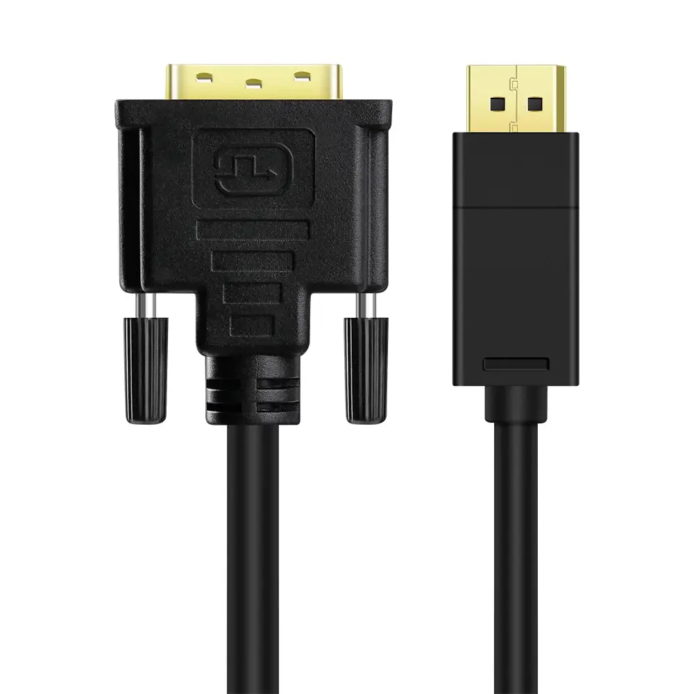 DTECH Black PVC Jacket 1.8m 3m Golden Plated DP to DVI Connector Cable
