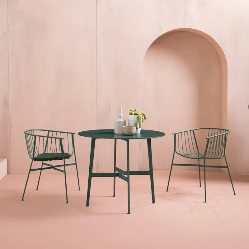 

Simple wrought iron table and chair combination commercial indoor and outdoor leisure reception chair B & B courtyard balcony op