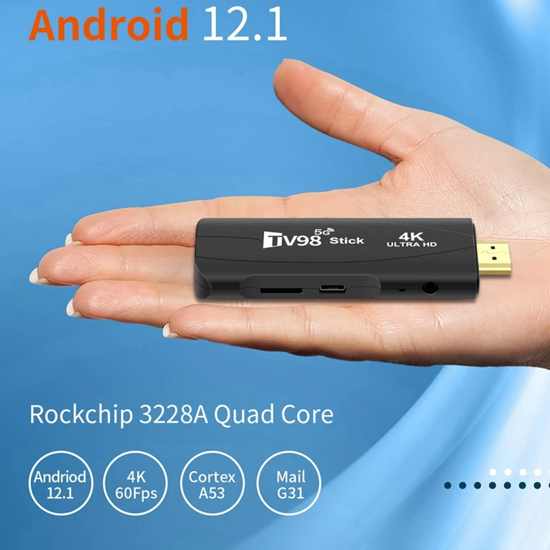 1GB+8GB TV98 Stick Set-Top Box 4K High Definition Bluetooth Dual 5G Wifi Android 12,Smart Multimedia Player