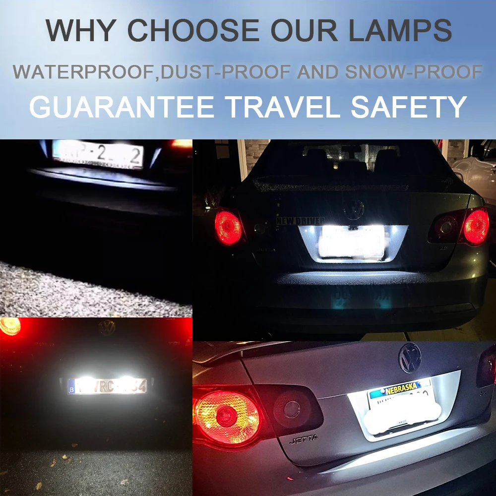 2x Canbus LED Tail License Number Plate Lights For VW Caddy Golf V Plus Passat B5 B6 Touran Jetta SyncroTransporter T5 Multivan view 2