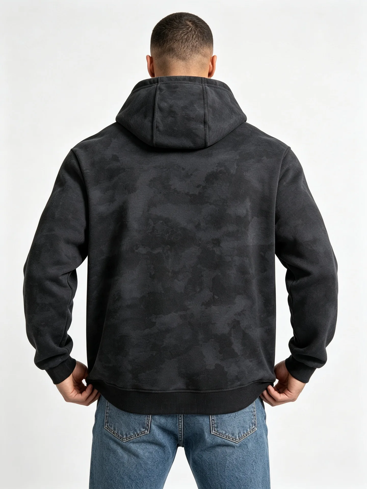 Men Tie Dye Zip Up Hoodie Heavyweight Full Zip Hooded Sweatshirt European High Street Loose Streetwear Autumn Casual Outerwear J