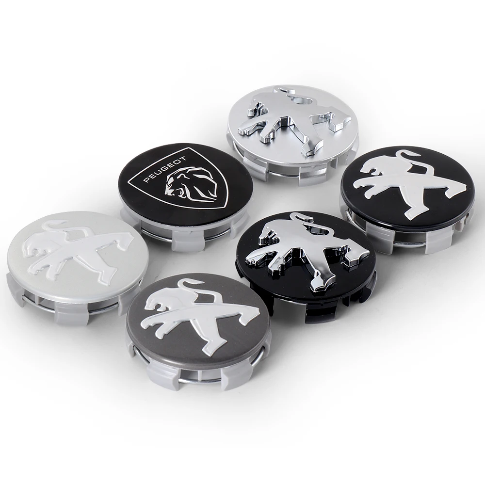 4 Stück 60mm Auto-Radnabenkappen Reifen-Nabenkappen-Embleme für Peugeot 2008 3008 306 307 308 206 207 208 107 508 408 Zubehör – Detail 9