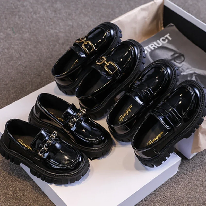 Fashion Child Leather Shoes Soft Soled Girls' Shoe Anti Slip Kids Casual Shoes Simple Kids Performance Shoe Thick Soled Shoe