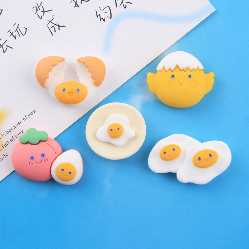 20Pcs Simulation Eggs Resin Cabochon Flatback Fake Food DIY Scrapbooking Ornament Phonecase Decoration Fried Egg Resin Buttons