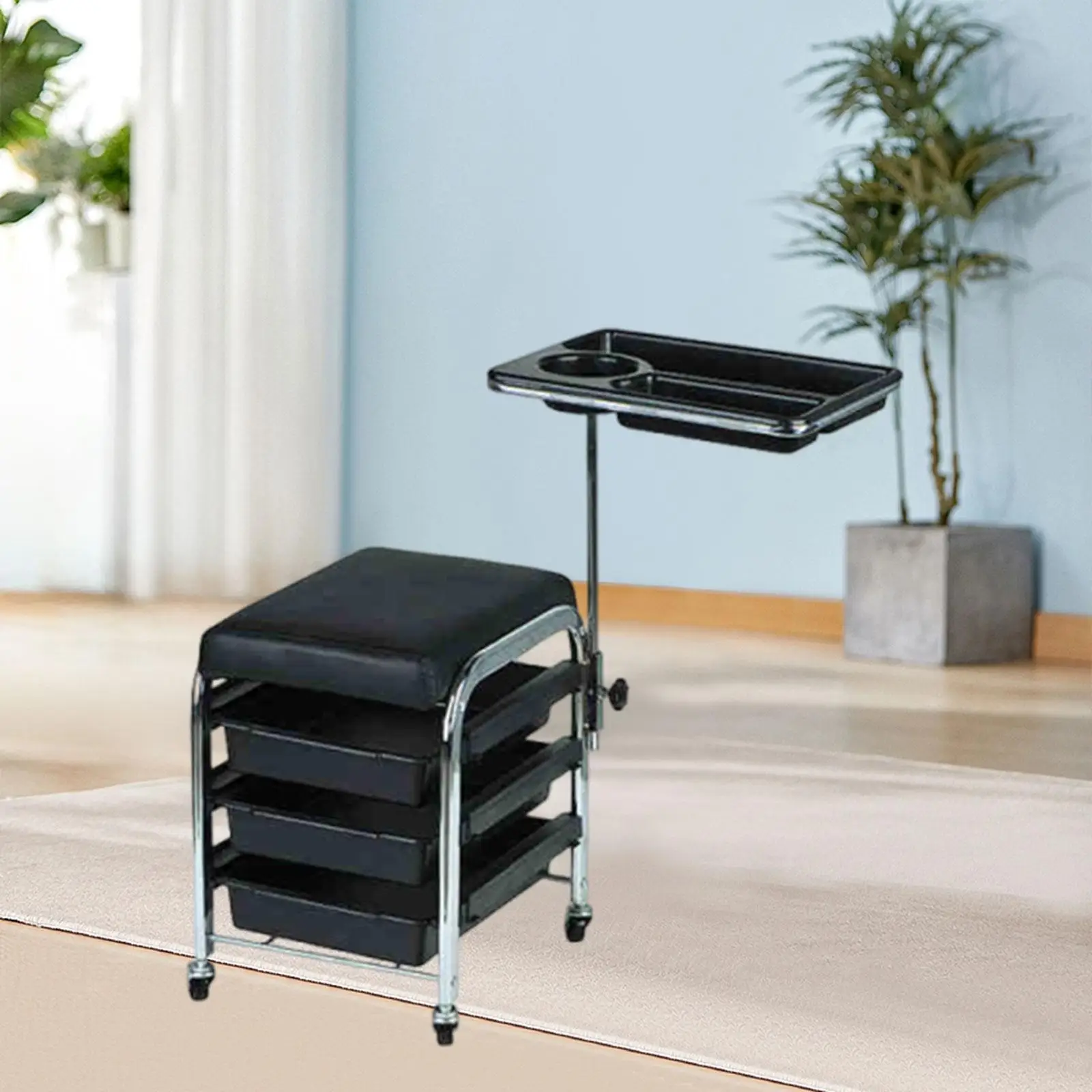 

Manicure Beauty Tool Cart with Wheels Hairdresser Rolling Storage Trolley with Drawers Practical Chair Stool for Salon Barber