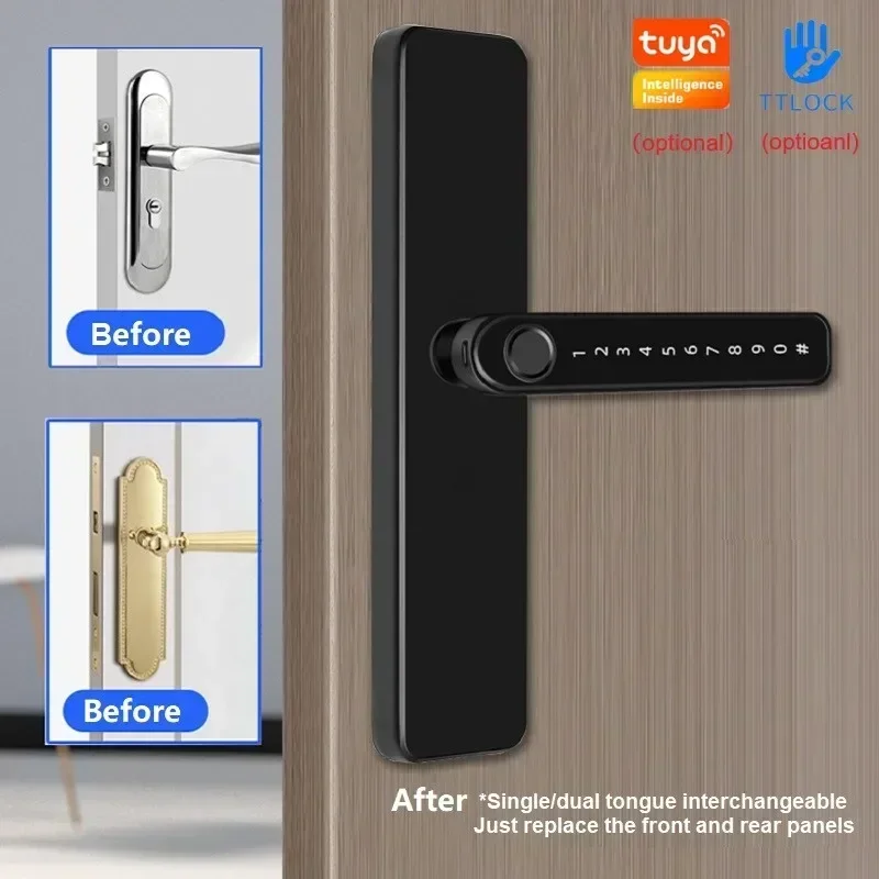 

Tuya Smart Door Lock Fingerprint Password Electronic Lock for Indoor Wooden Doors TTlock APP Remote Unlock Intelligent Locks