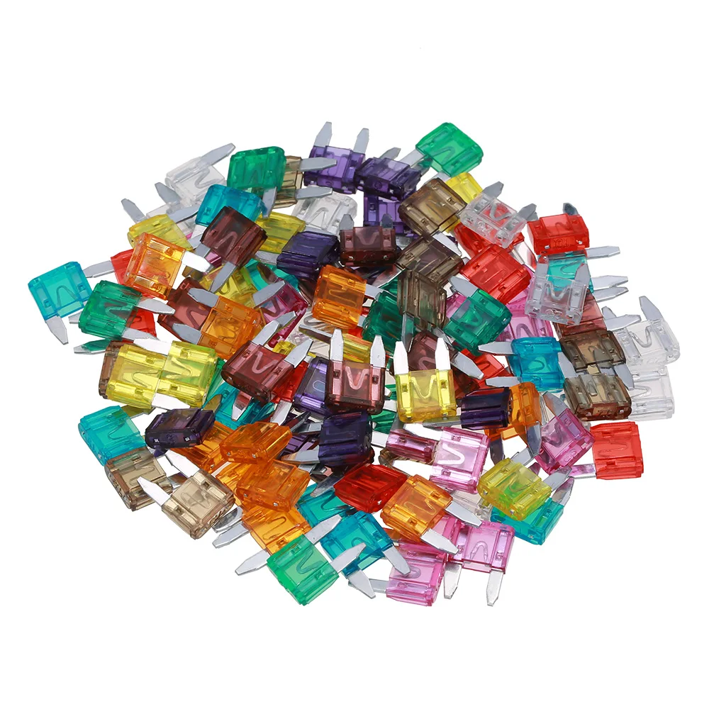 100pcs Mini Blade Fuses Auto Car Truck Assortment Fuse Kit 40A 3A 5A 7.5A 10A 15A 20A 25A 30A 35A for Cars Motorcycle Boat Home