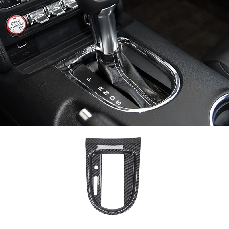 

ABS Carbon Fiber Interior Center Gear Shift Frame Cover Panel for Ford Mustang 2016-2022 LHD AT Gear Shift Panel Protective Trim