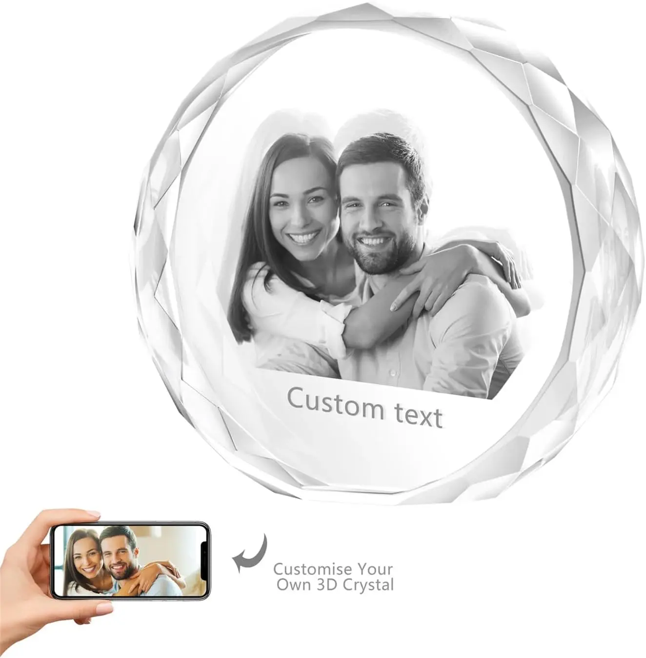 3D Crystal Photo, Personalized Gifts for Women, Wife, Men, Mom, Father, Her, Him, Dad, Grandpa, Customized Mothers Day Gifts