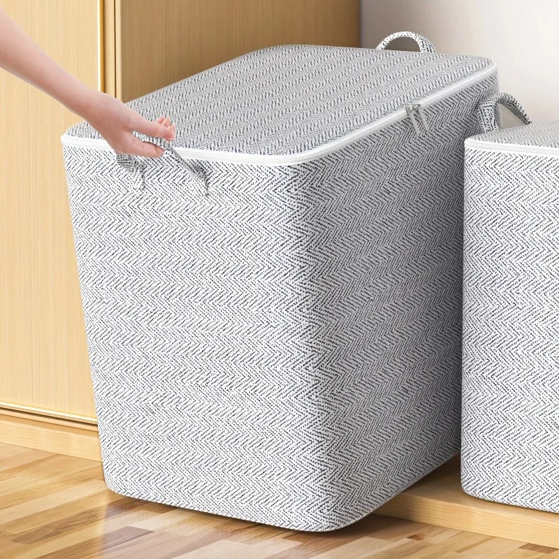 1pc Clothing Storage Bag, Travel Bag, Gray Arrow Pattern, Large Capacity, With Handle, Foldable, Clothes, Quilts, Blankets, Toys