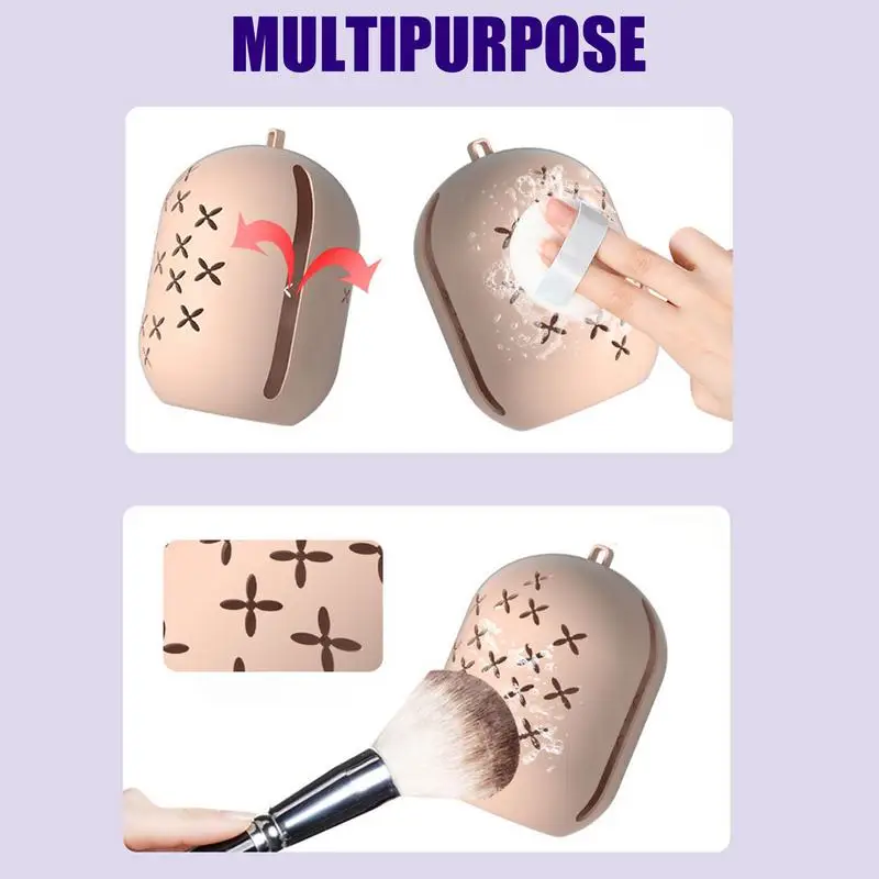 Makeup Sponge Storage Case Makeup Sponge Puff Holder Stand Empty Cosmetic Silicone Egg Shaped Rack For Traveling Camping