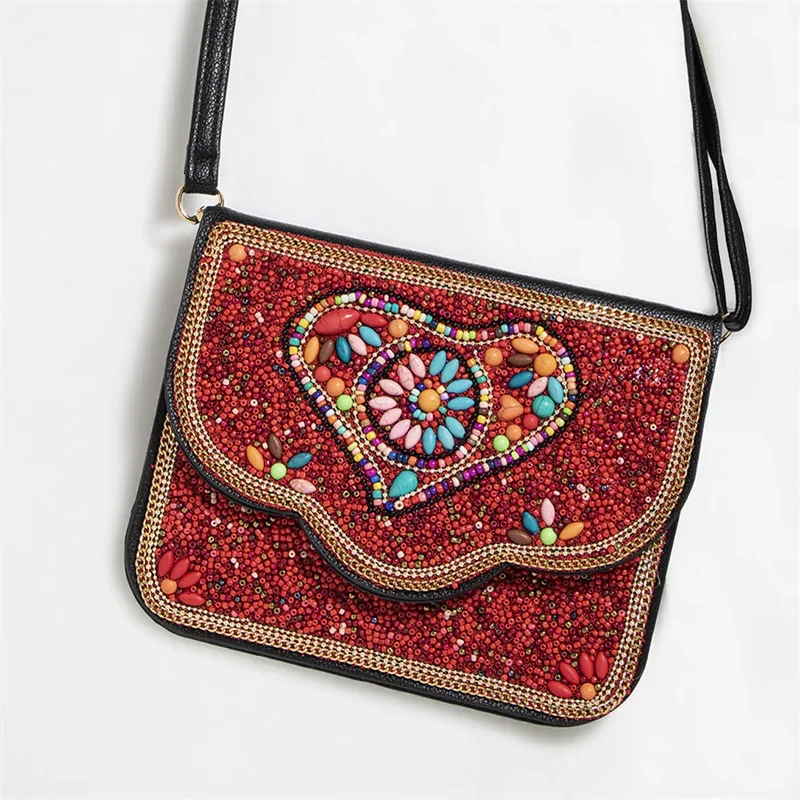 Persian Style Beading Purse Colorful Shell Flower Elephant Handmade Body Cross Bags Stone Coin Pouch Thailand Crafts Souvenir