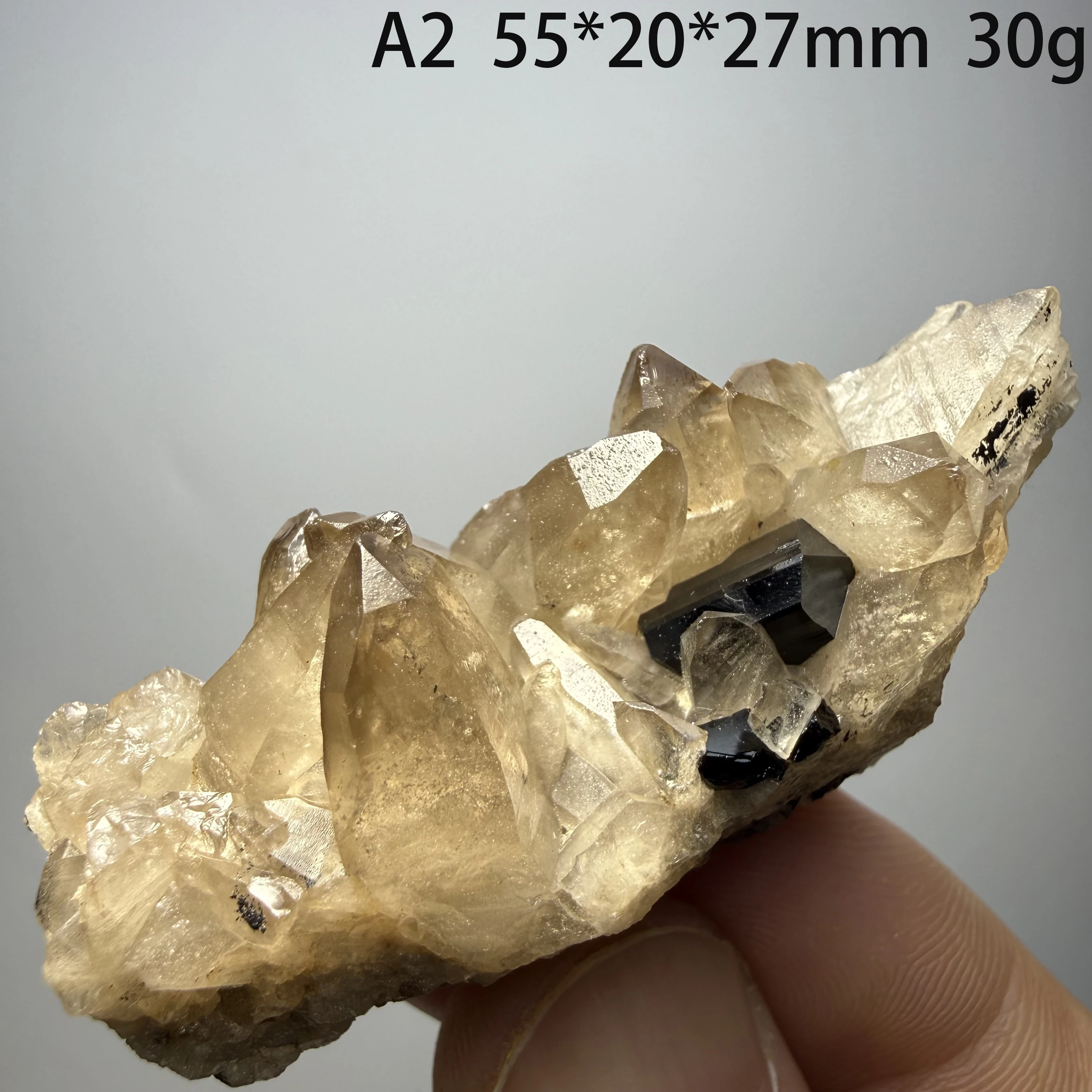 Natural Smoky Quartz Tourmaline Hyalite Natural Intergrowth Mineral Specimen UV Fluorescent Crystal Ornament Meditation  A1-2-20