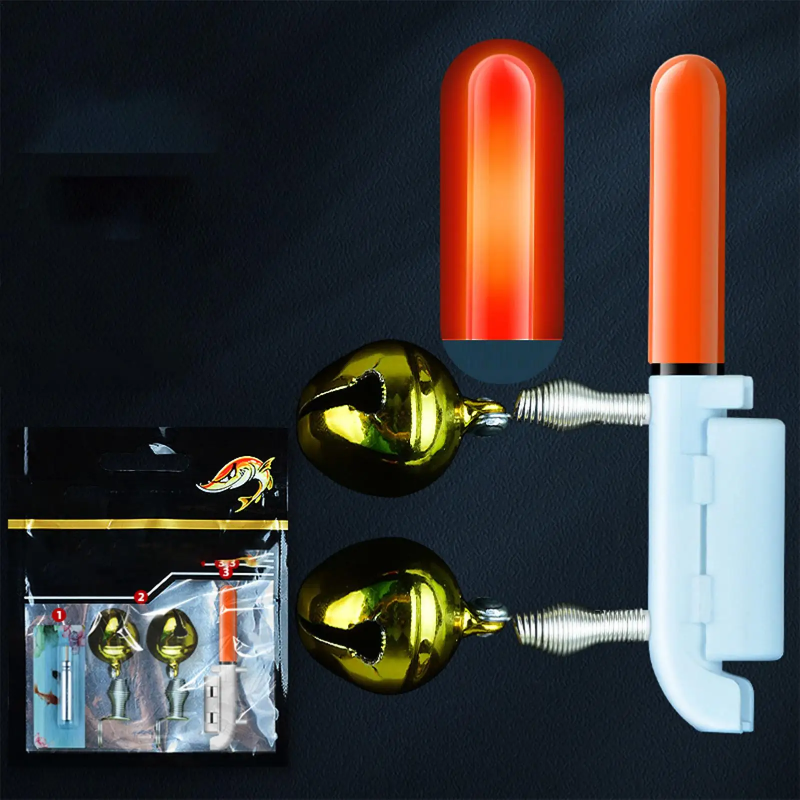 Fishing Rod Light Clip Fishing Light Stick Rod Bell USB Charge Luminous Tackle Night Bright Lamp Fish Bell Alarm Indicator Rings - view 2