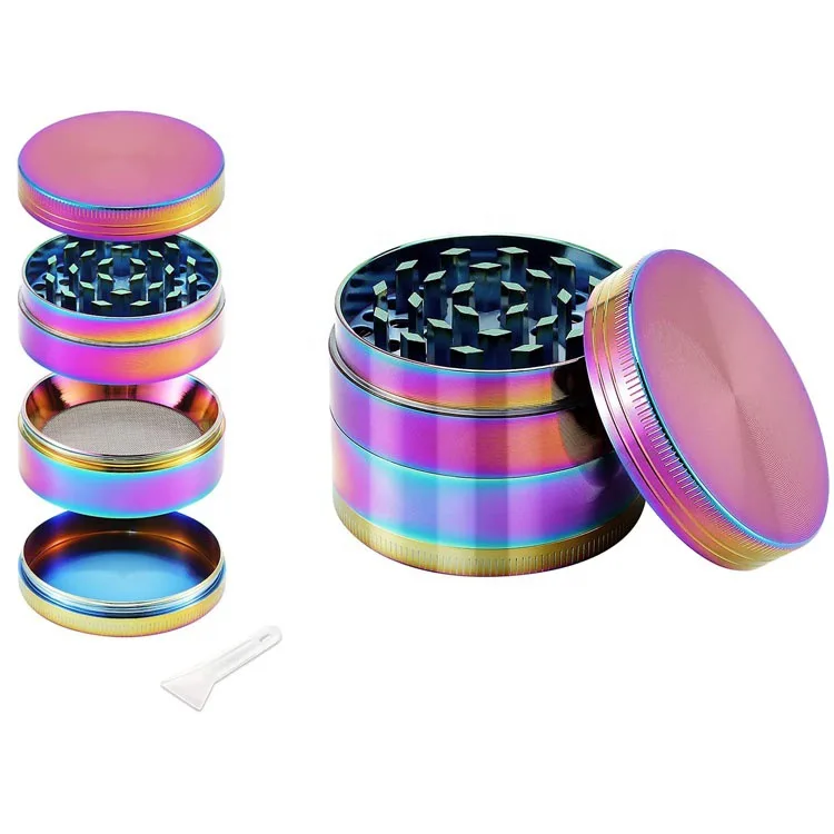 40/50/63MM 4 parts tobacco herbal grinder rainbow crusher metal zinc aluminum alloy cutter mill lighting for spice Smokin