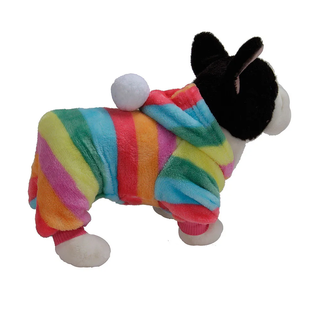 

Rainbow Stripe Dog Clothes Warm Winter Pet Flannel Four-legged Clothes Fleece Puppy Coat Winter Dog Wear Pet Clothing