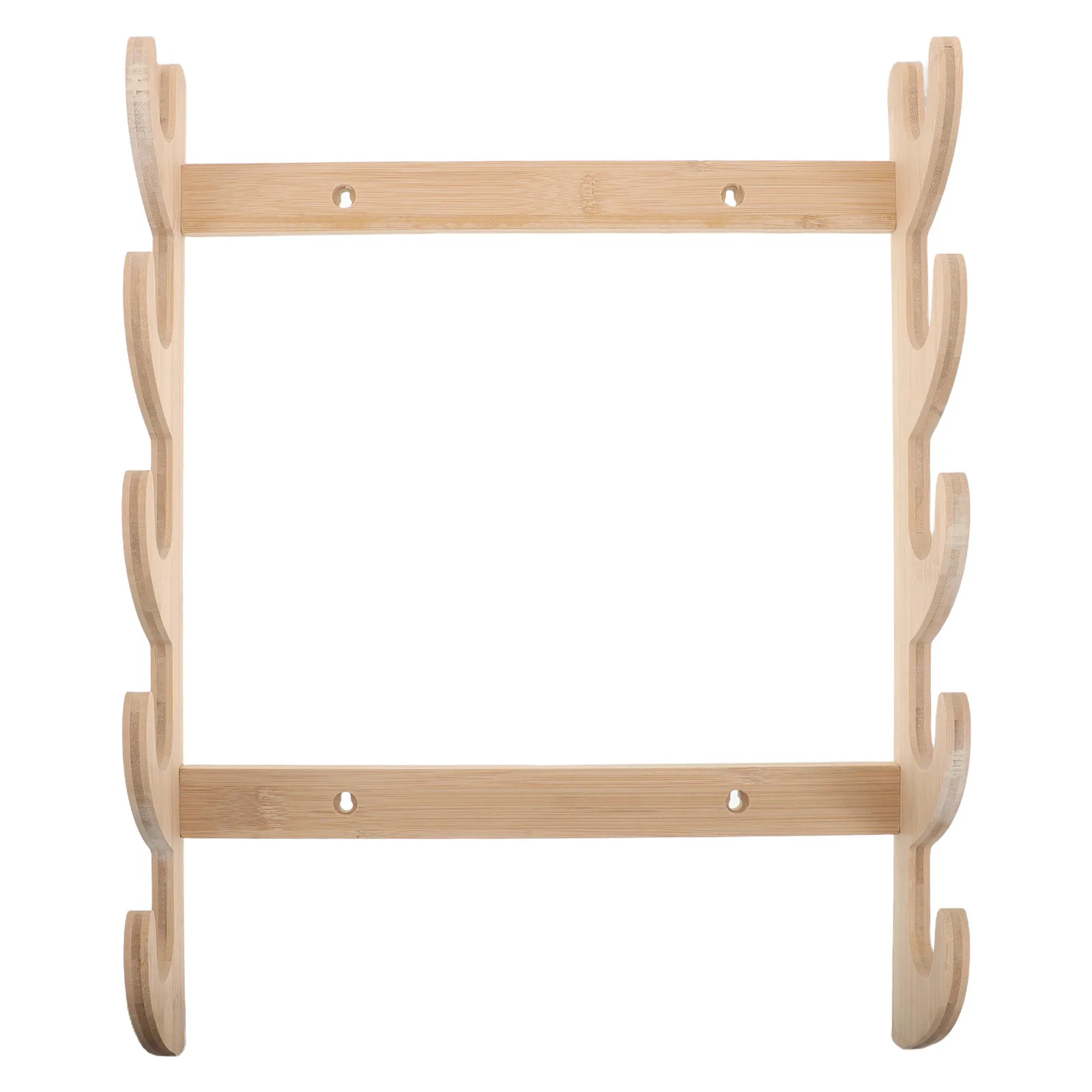 Wooden 5 Tier Wall Mount Holder Vertical Solid Wood Display Rack for Wakizashi Flute Fishing Rod Storage Wall Mounted