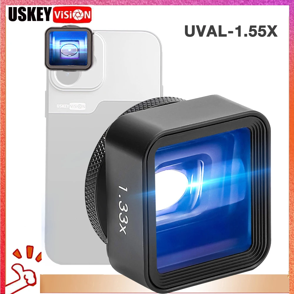 

USKEYVISION 1.33X Anamorphic Lens/Filmmaking Lens 2.4:1 Ratio Attached Phone Lens for iPhone 13/Mini/pro/max and Smartphones