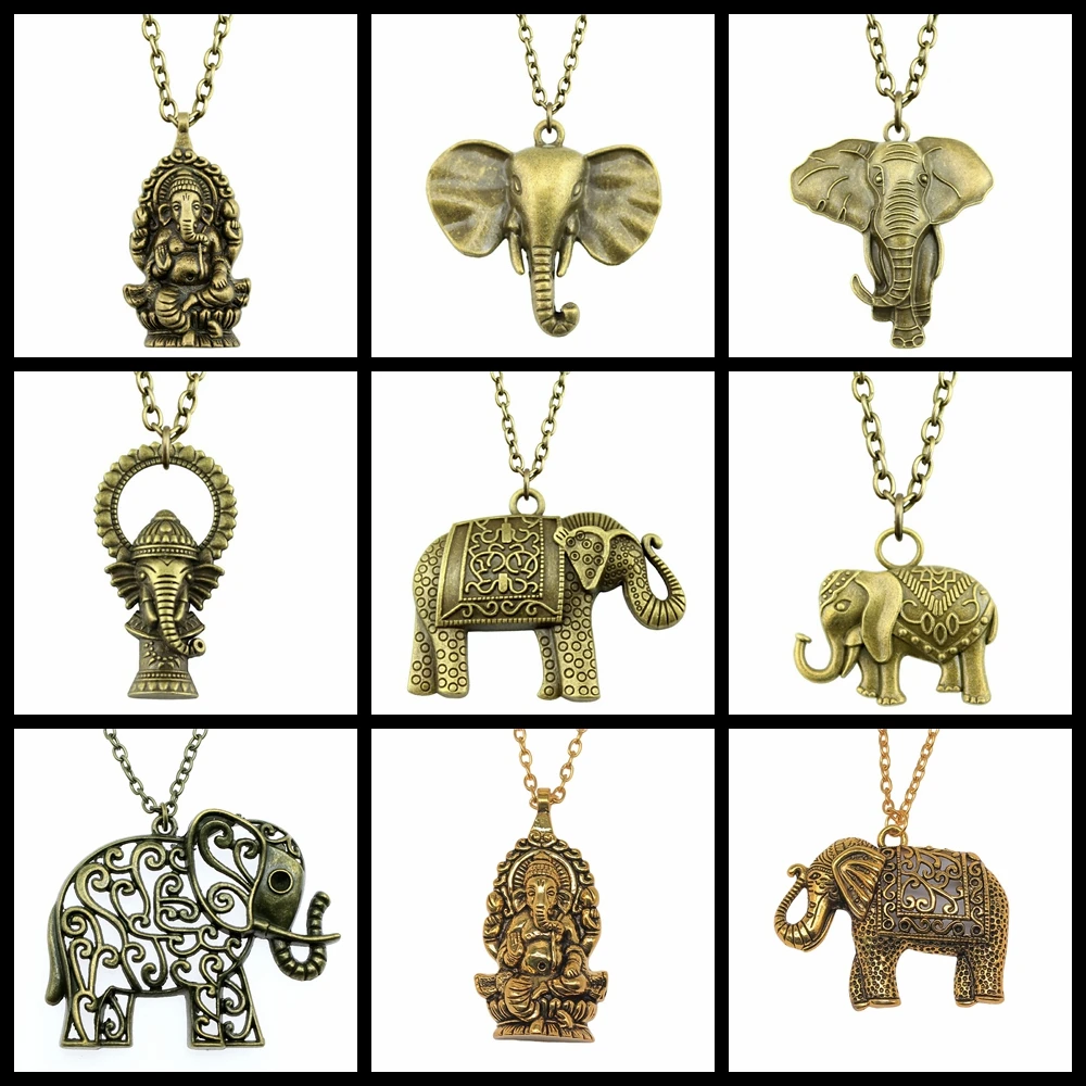 Big Elephant Pendant Necklace For Women Men Punk Hiphop Long Chain Necklace Creative Gift Party Jewelry Accessories