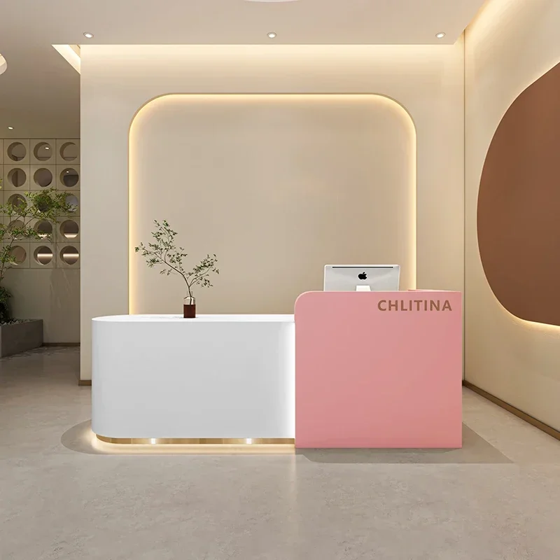

White Mobile Reception Desk Modern Spa Clothing Shop Cashier Clinic Service Desk Beauty Salon Comptoir Caisse Modern Furniture