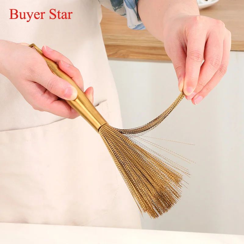 1/2Pcs Stainless Steel Long Handle Kitchen Cleaning Pan Pot Brush Household Dishwashing Bowl Brush Multifunctional Accessories