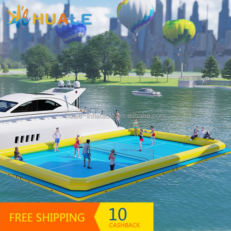 Customized 18x9x0.9m Inflatable Water Sport Platform Floating Island Pickleball Court Factory OEM Wholesale
