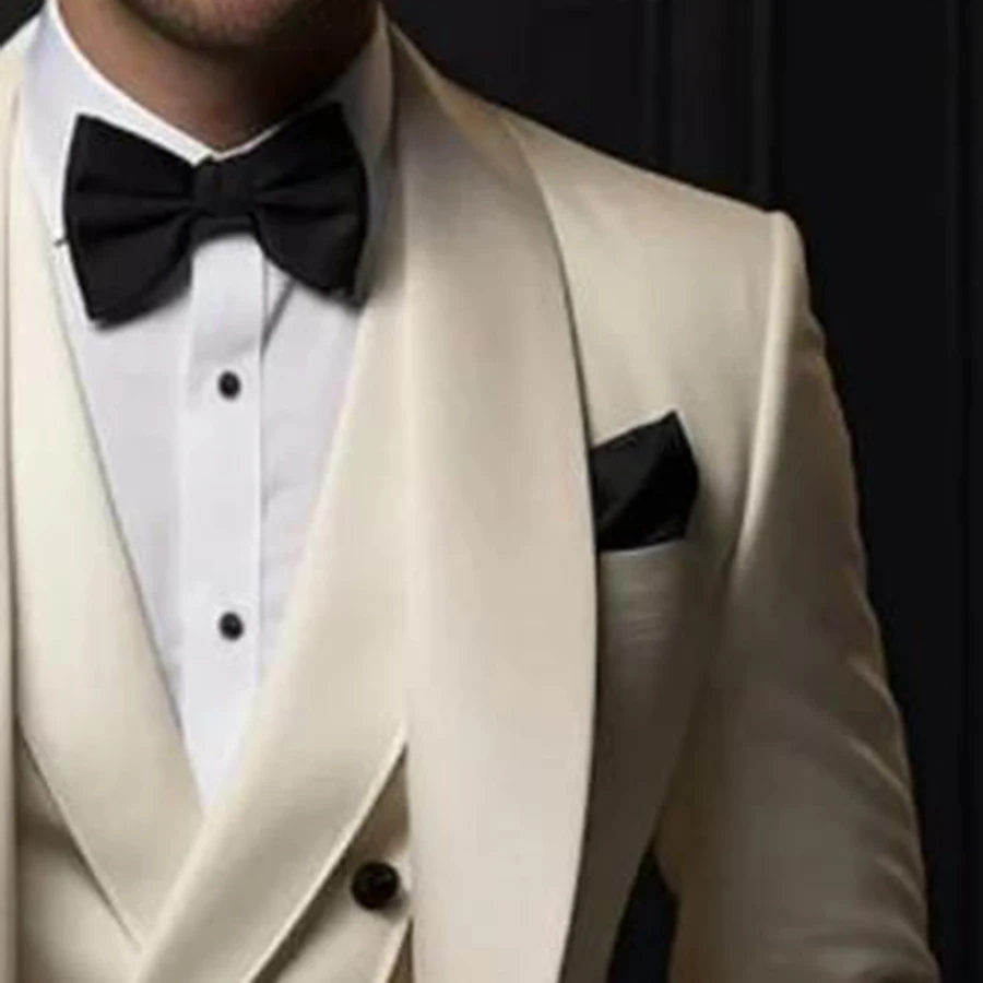 Blazer Suit For Men 2 Piece Outfit Set Suits High Quality 2024 Pants Mens Clothing Wedding Tuxedo Jackets beige Tailor-made coat