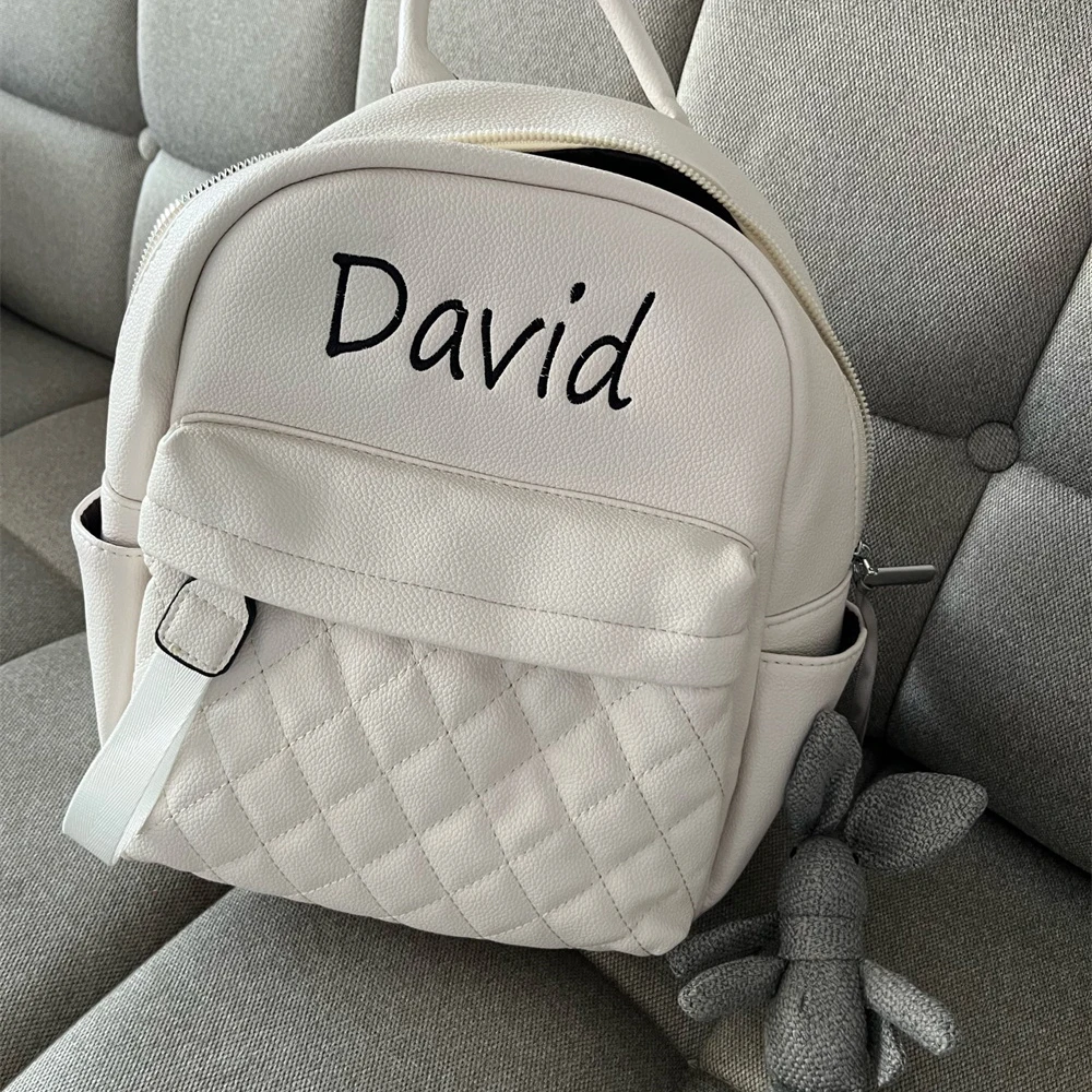 Women\'s PU Backpack Custom Name Fashion Ladies Small Backpack Bridesmaid Bride Gift Bag with Embroidered Name of Wedding Party