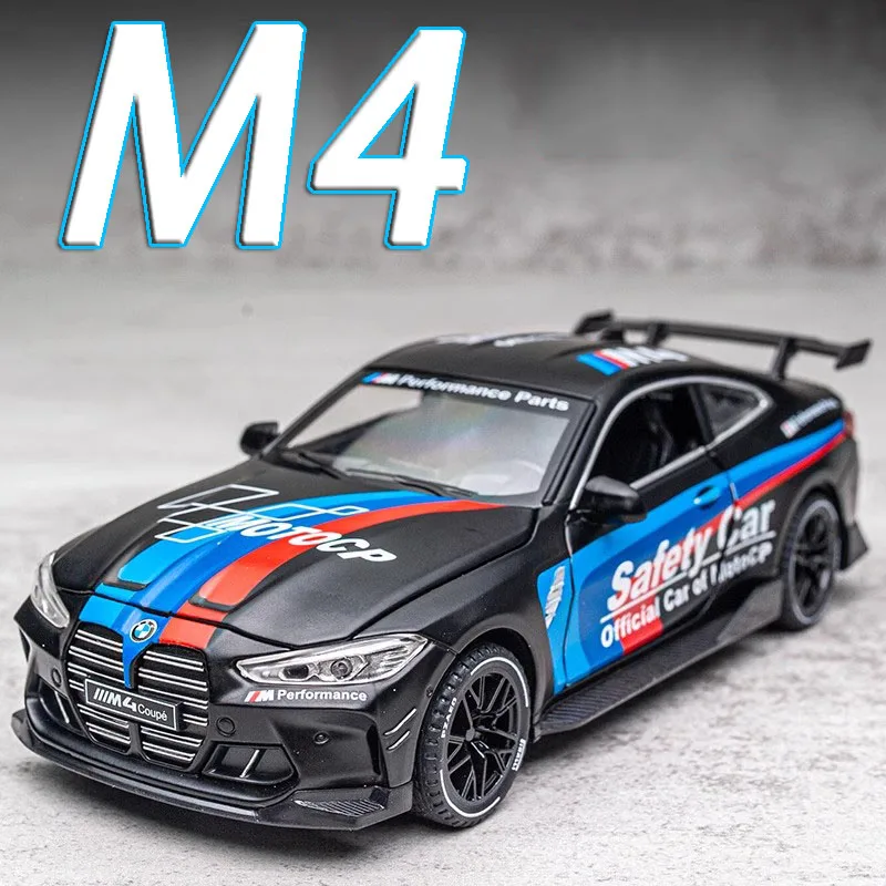 1:32 M4 Sportwagen Modell Spielzeug Legierung Druckguss Miniatur M8 Spielzeugautos Sound Licht Türen geöffnet Pull Backs Miniatur Geschenke für Jungen