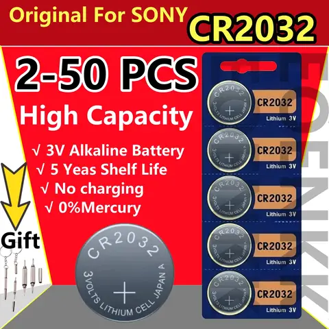 Sony Cr 2032 Dl2032 Ecr2032 리튬 배터리 Horloge Speelgoed Rekenmachine 자동 Sleutel Afstandsbediening 용 Cr2032 Origineel