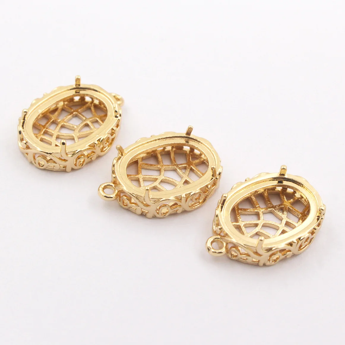 20pcs fits 10x14mm Oval Cameo Cabochon Findings Brass Casted Pendant Strong Bezel Base Blanks Setting DIY Jewelry Accessories
