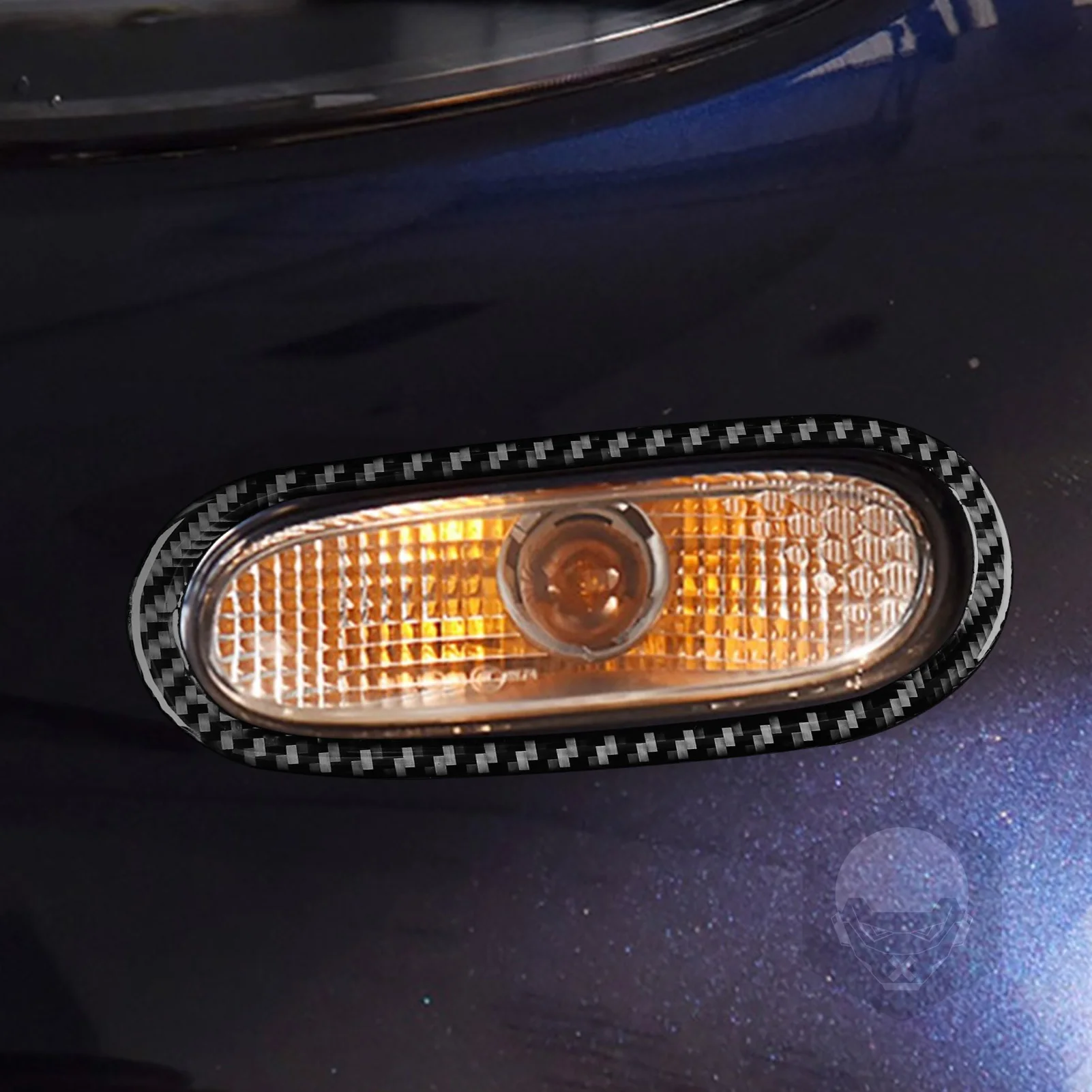 For Mercedes-Benz Smart 453 2016-2021 Carbon Fiber Front Bumper Fog Light Lamp Panel Cover Decorative Car Accessories Sticker
