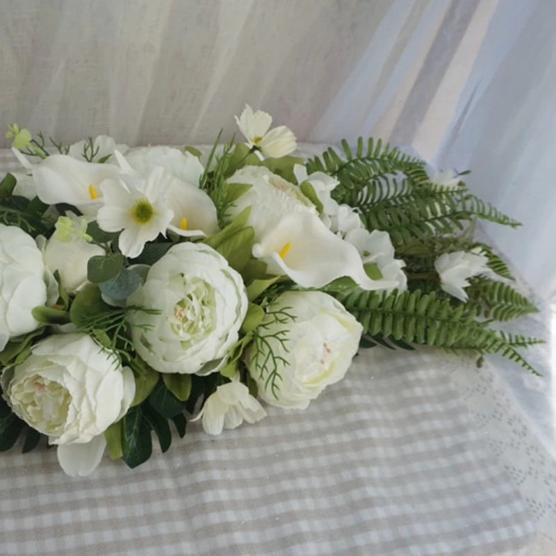 

Creative simulation long table flower, restaurant conference table office decoration, courtyard silk flower
