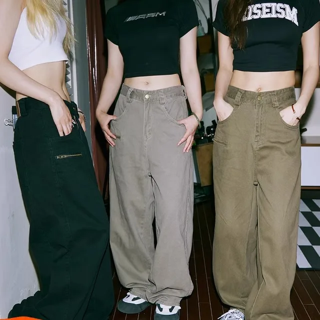

Ретро-джинсы в американском стиле, унисекс, осенние, прямые, свободные, повседневные, широкие брюки из дышащего хлопкового денима