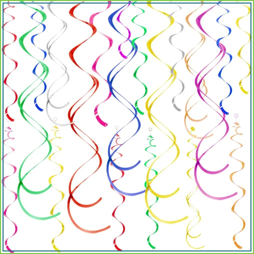 

Colorful Swirl Ceiling Decorations Hanging Plastic Streamers for Wedding Thanksgiving Graduation Party, 28 Pack