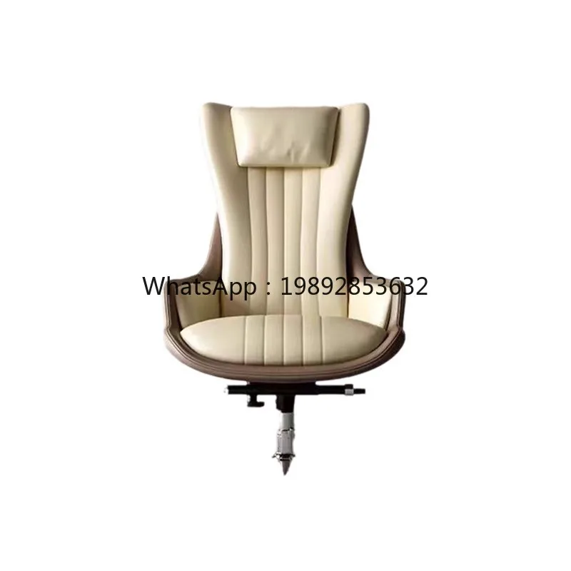 LYY Computer Chair Home Comfortable Long Sitting Executive High-End Leather High-Back Executive Chair Reclining Conference