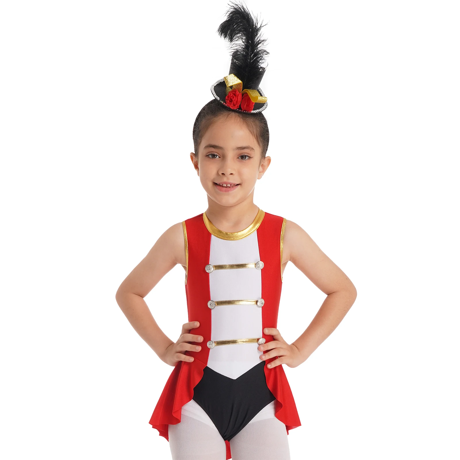 Kinder Mädchen Halloween Circus Cosplay Kostüm Sleeveless Vintage Tasten Decor Body für Thema Party Karneval Bühne Leistung