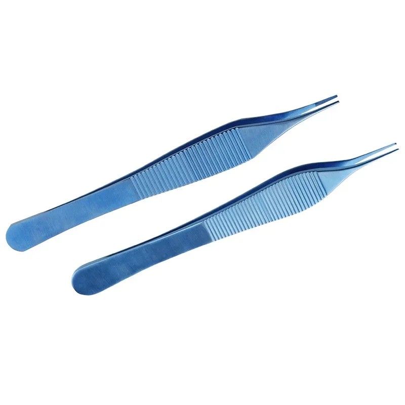 2types Titanium Adson Tissue Forceps Eye Surgery Tweezers Serrated Tips/Teeth Ophthalmic Autoclavable Surgical Instruments 1pcs