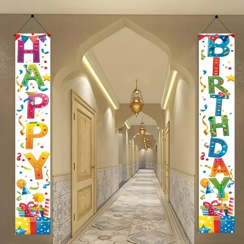 2 ensembles de drapeaux joyeux anniversaire - fabriqués en polyester durable - avec décorations intérieures et extérieures -