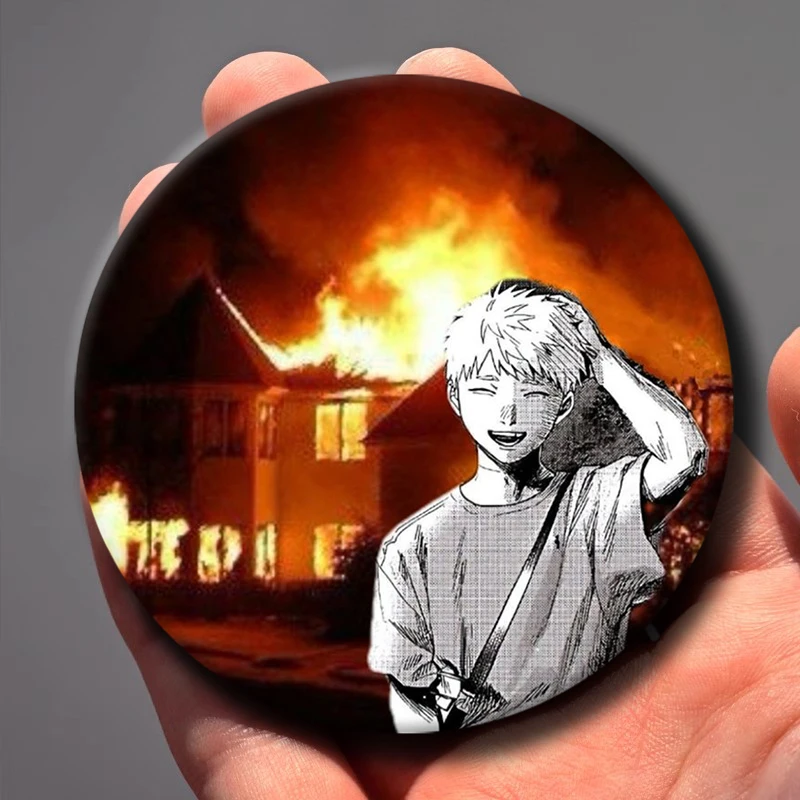 58mm Anime Character Tengen Uzui Badges Cartoon Cosplay The Summer Hikaru Died Badges for Bag Hat Jewelry Accessories Toys Gifts