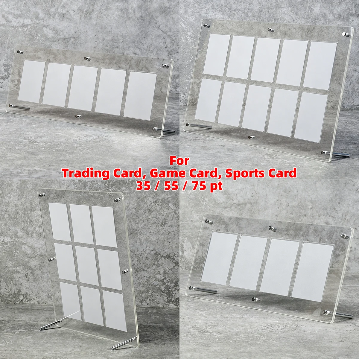 Desktop-Displayständer 2/3/4/5/6/8/9/10/12 Kartenhalter 35/55/75pt für Sport- und Sammelkartenspiele PTCG TCG