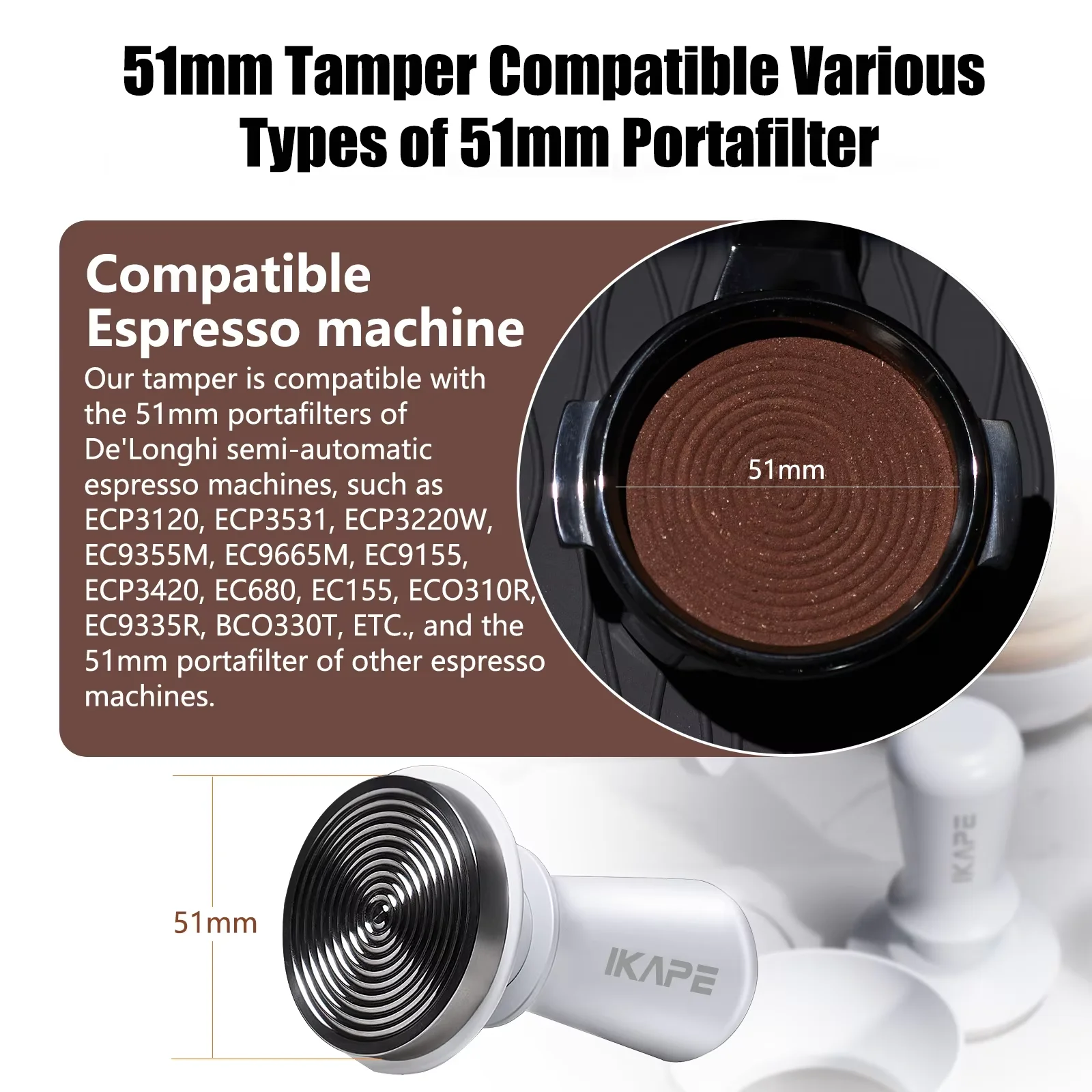 IKAPE Kaffeestampfer V3, passend für 51/54/58 mm, Espresso-Stampfer mit kalibriertem, federbelastetem Mechanismus und Titan-PVD-Beschichtung. – Detail 6