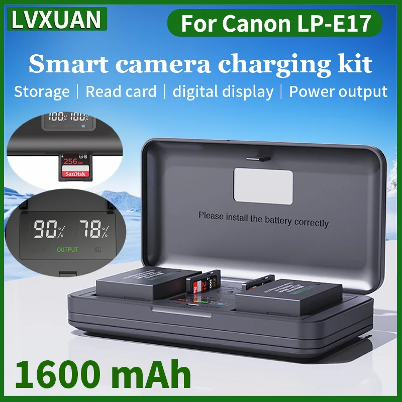 LVXUAN LP-E17 Battery and  LCD USB Charger for Canon EOS 800D R50 RP R10 R8,Rebel T8i,T7i,T6i,T6s,SL2,SL3,M3,M5,M6,200D Cameras