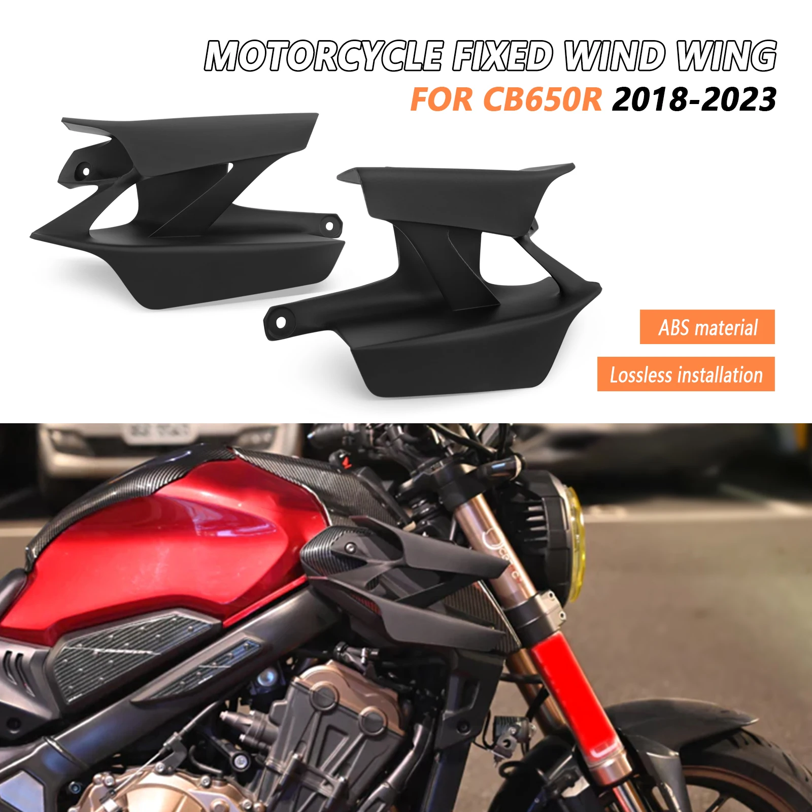 신형 오토바이 액세서리 사이드 윙렛 스포일러 윈드 플로우 고정 윙 프론트 페어링 혼다 CB650R 2019 2020 2021 2022 2023용