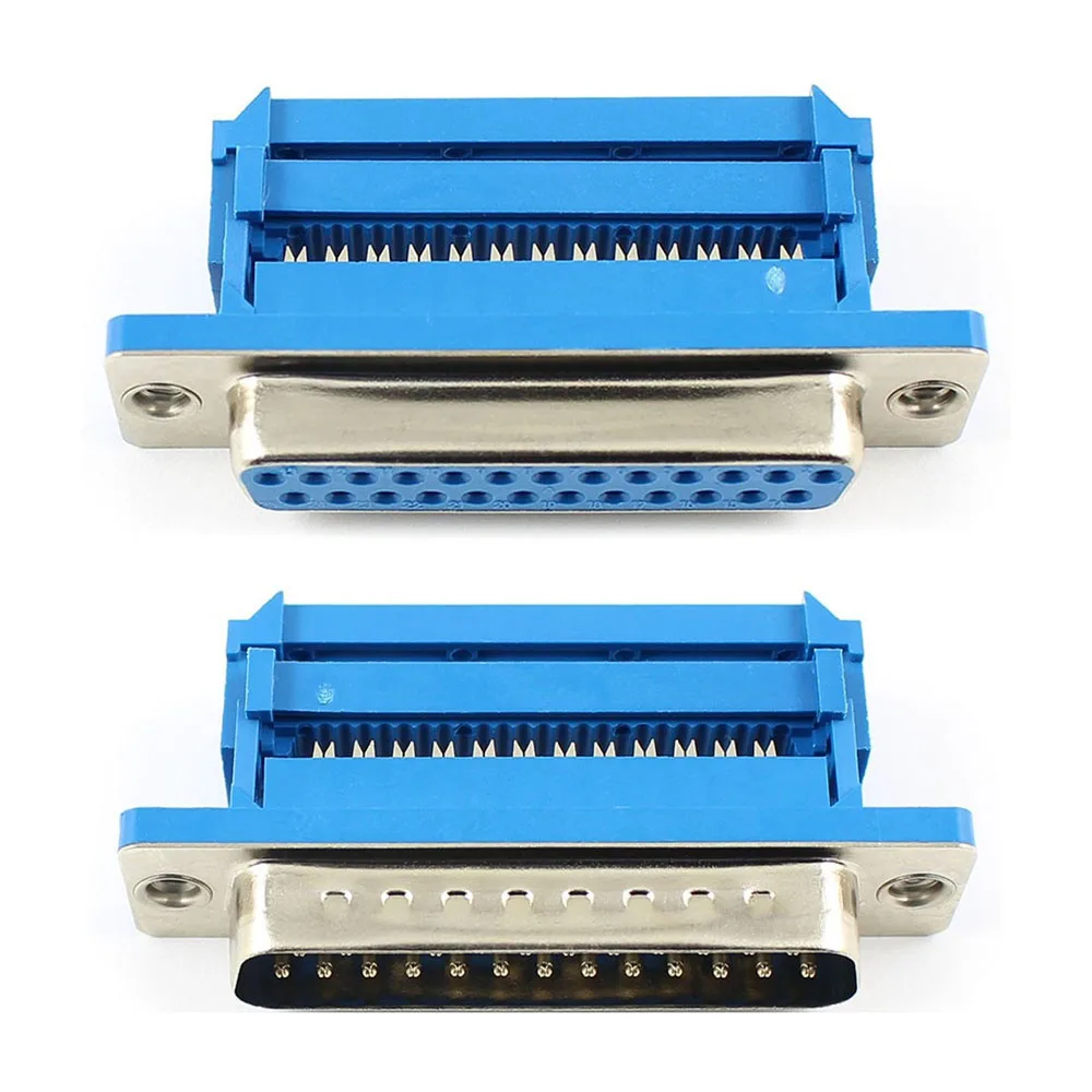 

10pcs D-SUB 25 Pin 25P Male Female Straight DB25 IDC Shielding Cover Type Connector Adapter For Flat Ribbon Cable