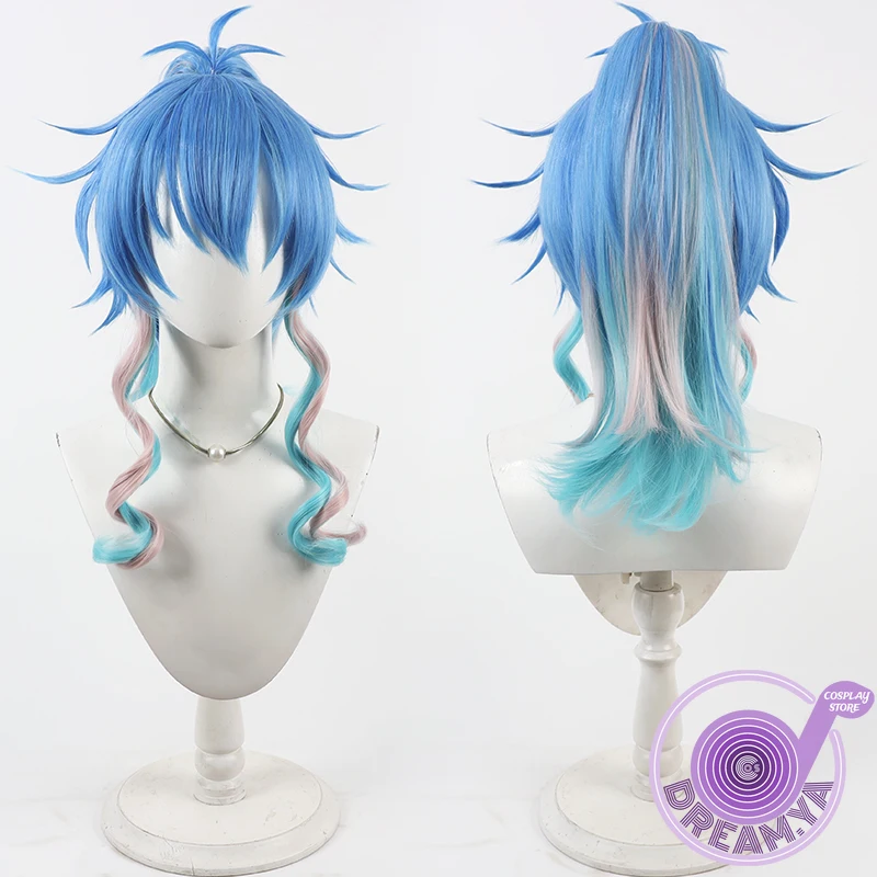 

Seragaki Aoba Cosplay Wig DRAMAtical Blue Pink Mixed Synthetic Hair Heat Resistant Halloween Role Play Party Carnival + Wig Cap