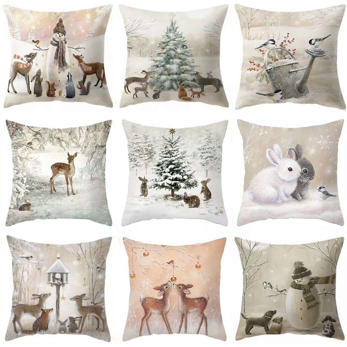 45cm Christmas Pillowcase Cushion Cover Christmas Decorations for Home 2024 Christmas Ornament Gift Navidad Happy New Year 2025